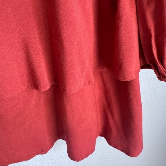 Free People Tiered Long Sleeve Cutout Peep Hole Oversized Mini Dress - Picture 5 of 8